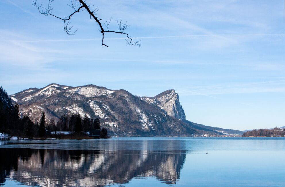 Die Drachenwand in Mondsee im Winter.