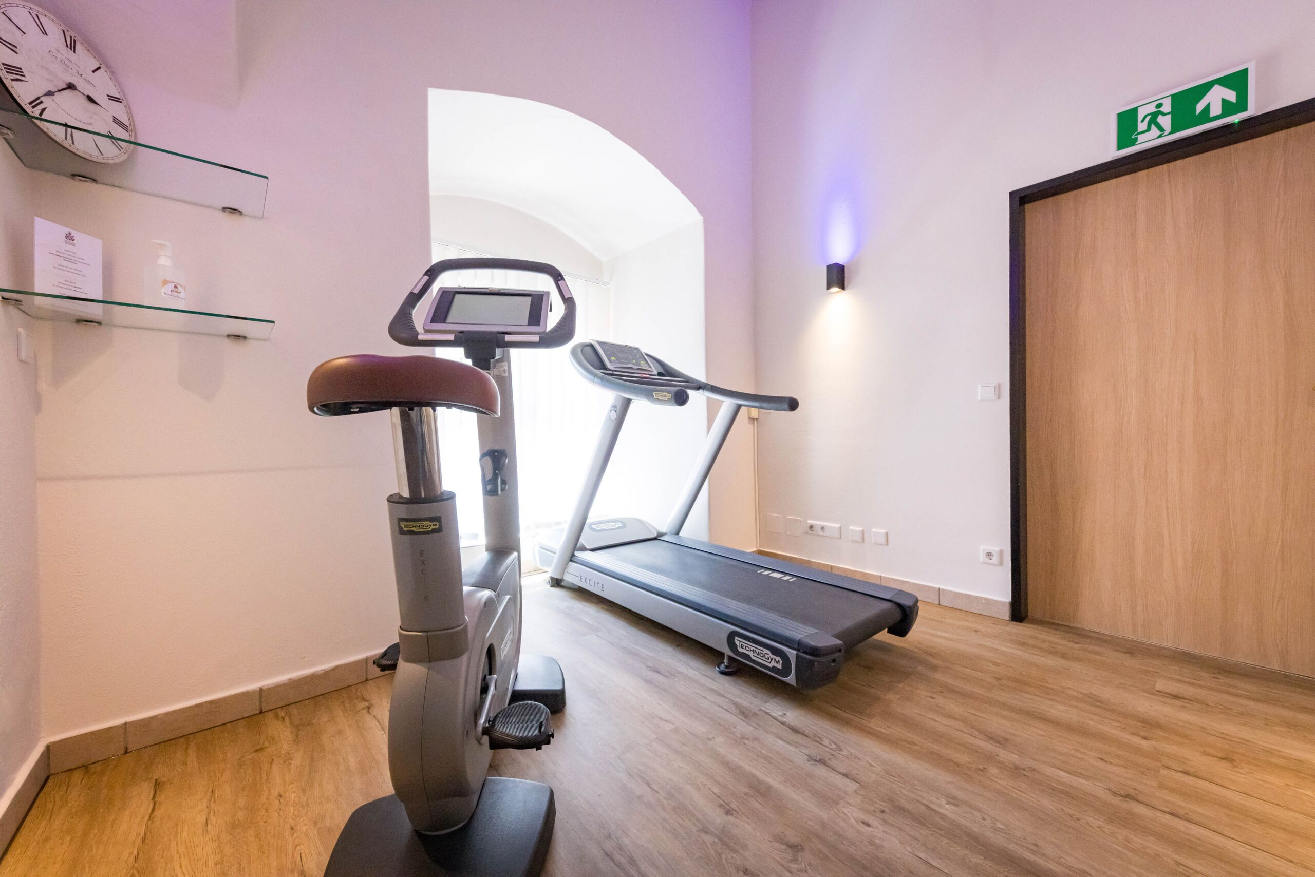 Heller Fitnessraum mit 3 Cardio-Geräten im Schlosshotel Mondsee
